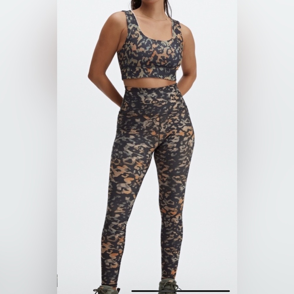 Fabletics Black and Tan Camo High-Waist Leggings